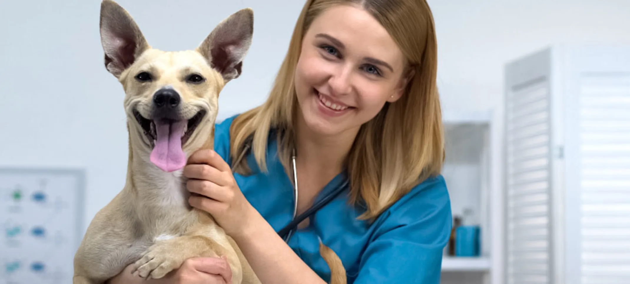 Woman and Dog Smiling Clinic